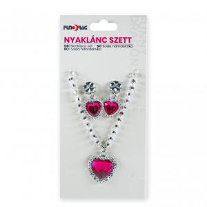 Nyaklánc és fülbevaló szett rózsaszín szives