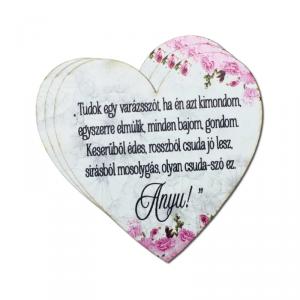 Nyomtatott dekorkarton - Anyu! idézet szív tábla 1db
