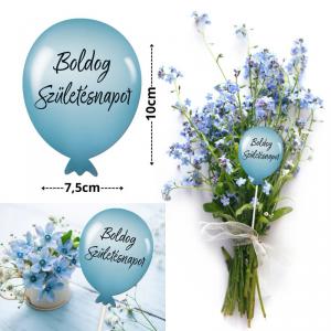 Nyomtatott dekorkarton - Boldog születésnapot lufi - pasztell kék 1db