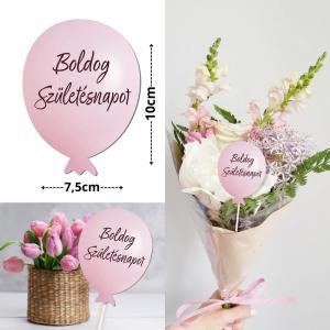 Nyomtatott dekorkarton- Boldog születésnapot lufi - rózsaszín 3db/csomag