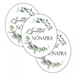 Nyomtatott dekorkarton - Nőnapi ovál tábla - zöld/fekete 1db