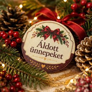 Nyomtatott fa tábla - Áldott ünneket bordó tábla 3db/csomag