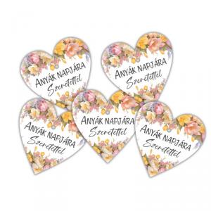 Nyomtatott fa tábla - Anyák napjára - virágos 4cm 1db