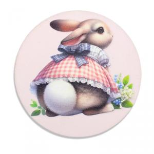 Nyomtatott fa tábla - Kerti nyuszi popó koszorúközép 11,8cm