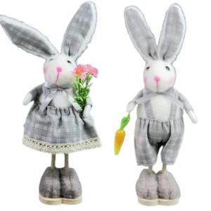 Nyuszi fiú-lány szürke ruhában 26cm 2f