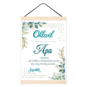 Oklevél - Apa részére, aki túlélte a tinédzserkoromat - Oklevél Apáknak, Apák Napi Ajándék Falikép