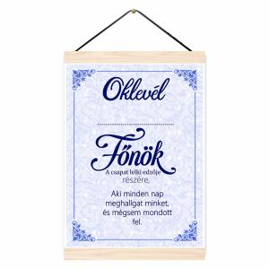 Oklevél - Főnök A Csapat Lelki Edzője - Oklevél Főnöknek Ajándék
