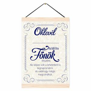 Oklevél - Főnök Az Idő Ura - Oklevél Főnöknek Ajándék