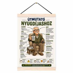 Oklevél - Útmutató Nyugdíjashoz férfi - Vicces Ajándék Nyugdíjba Vonulásra