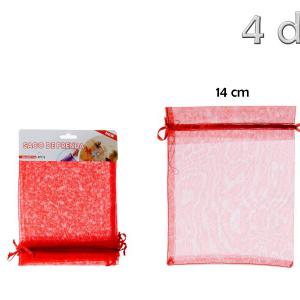 Organza tasak piros 4db 14x17cm 215753