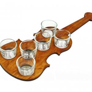 Pálinkás pohár szett 6db hegedű tartóban