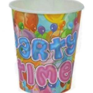 Papír pohár 10 db/cs - Party Time, színes lufis