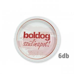 Papír tányér Boldog Szülinapot felirattal rózsaszín 6db 22cm