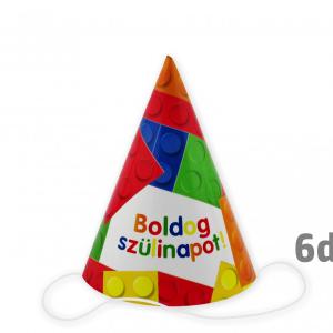 Papírcsákó Boldog Szülinapot legós 6db 18cm