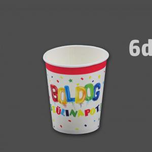 Papírpohár Boldog Szülinapot 6db 250ml színes