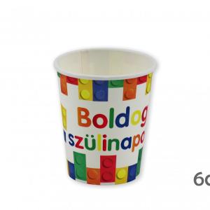 Papírpohár Boldog Szülinapot legós 6db 250ml