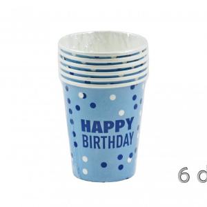 Papírpohár Happy Birthday kék 6db 250ml