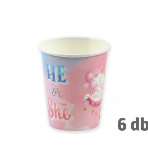 Papírpohár He or She 6db 250ml