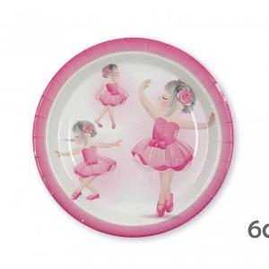 Papírtányér balerina rózsaszín 6db 22cm