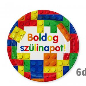 Papírtányér Boldog Szülinapot legós 6db 22,5cm