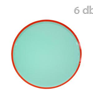 Papírtányér menta/narancs 6db 21,5cm