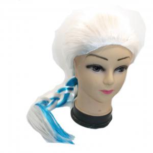 Paróka, copfos, fehér, kék melírral (Elza)