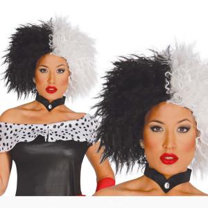 Paróka, fehér-fekete Szörnyella de Frász