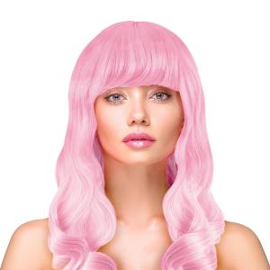 Paróka, hosszú, hullámos,világos pink