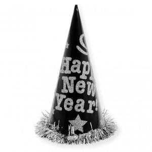 Party csákó Happy New Year ezüst 34cm