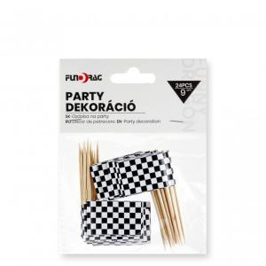 Party dekoráció kockás 24db 6,5cm fekete fehér