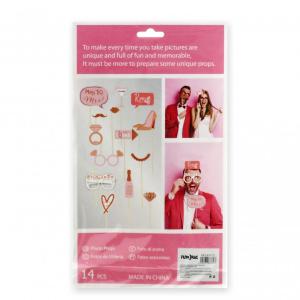 Party kellék szett pálcás esküvői rosegold/rózsaszín 14db