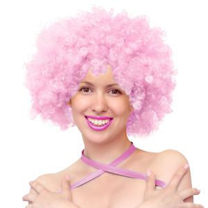 Party paróka, afro, világos pink