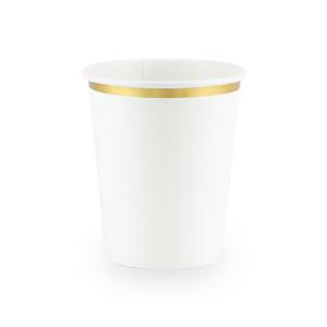 Party pohár, fehér, arany szegéllyel, 6db/cs, 260 ml