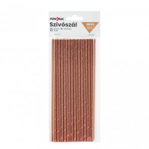 Party szívószál rosegold 25db 19,5cm