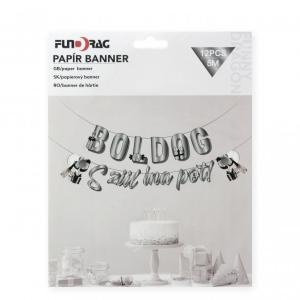 Party zászlófüzér Boldog Szülinapot ezüst 12db-os 5m