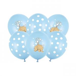 Pasztel kék lufi elefántos 6db 30cm