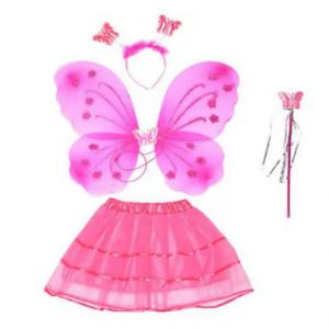 Pillangó jelmez - rózsaszín- 4 részes szoknyával 3-5 éveseknek