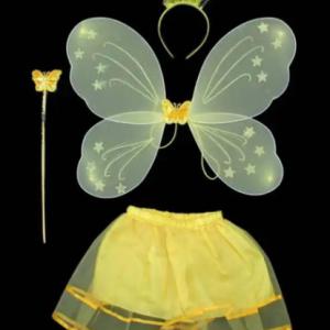 Pillangó jelmez - sárga - 4 részes, szoknyával