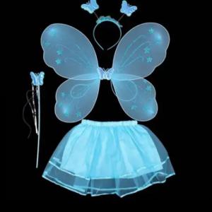 Pillangó jelmez - világos kék- 4 részes szoknyával 3-5 éveseknek