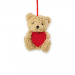 Plüss barna maci szívvel 9cm bálint napra