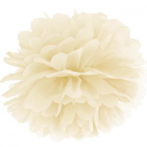 Pompom papír lampion, krém, 35cm