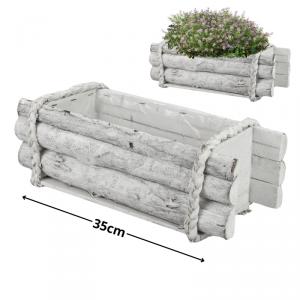 Rönk virágtartó 32x15cm fehér