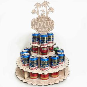 Sör Torta Fából Nyugdíjas Búcsúztatóra - „Hivatalosan - Nyugdíjas – Gratulálunk” feliratú topperrel - Ajándék Nyugdíjas Búcsúztatóra