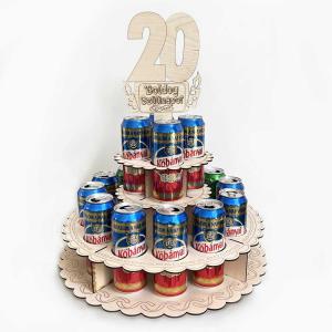 Sör Torta Fából Szülinapra - 20 Boldog Szülinapot feliratú topperrel - 20. Születésnapi ajándék sörimádóknak