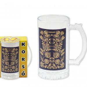 Söröskorsó Hungary népi motívum 400ml fekete arany
