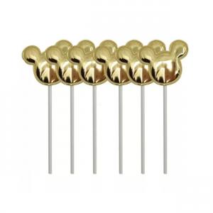 Süti beszúró egér fej (torta dísz) 6 db 12cm arany, kék, rózsaszín vagy rosegold