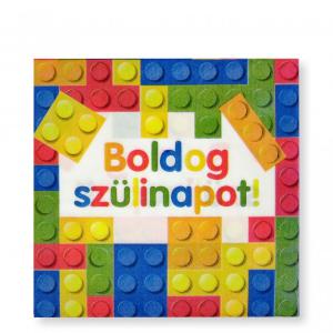 Szalvéta Boldog Szülinapot legós 16db 33x33cm kétrétegű
