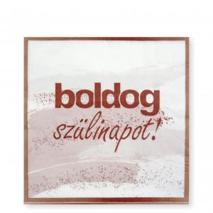 Szalvéta Boldog Szülinapot rózsaszín 16db 33x33cm kétrétegű
