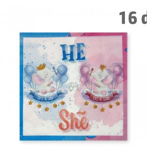 Szalvéta He or She 16db 33x33cm egyrétegű