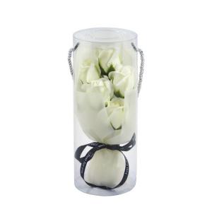 Szappanrózsa csokor/5 szál halványsárga 24cm